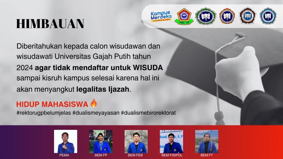 Duelisme Pengurus, Mahasiswa Menolak Diadakannya Wisuda di Universitas Gajah Putih