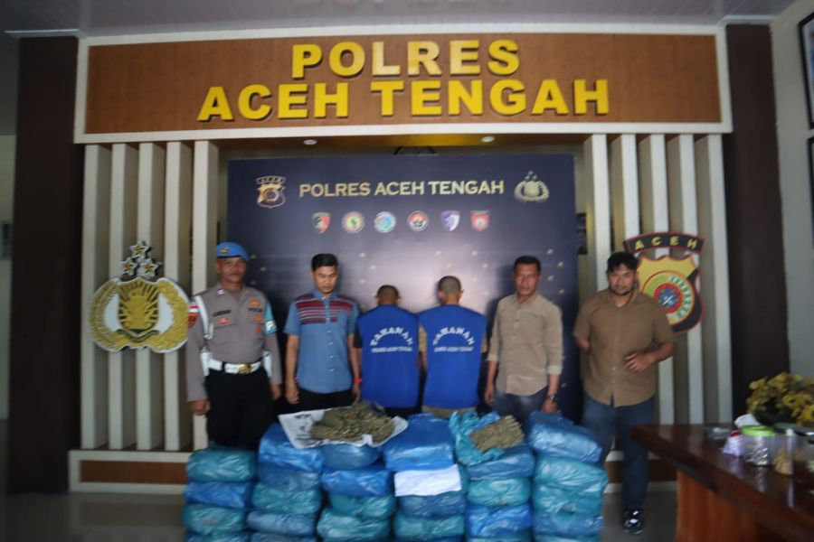 Gagalkan Peredaran 62 Kilogram Ganja, Satresnarkoba Polres Aceh Tengah Ringkus Dua Pelaku