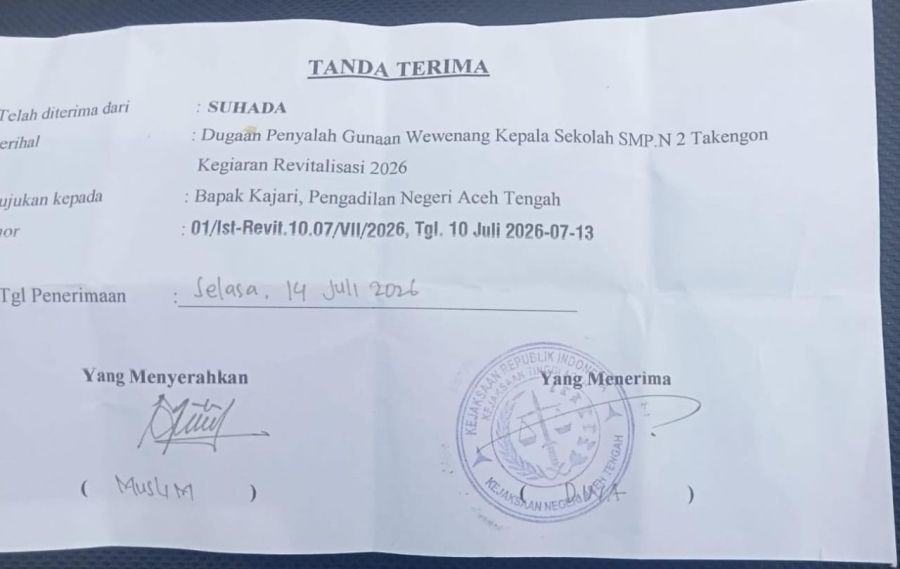 Kepala SMP Negeri 2 Takengon di Laporkan ke Kejaksaan, Dugaan Penyalahgunaan Wewenang dalam Program