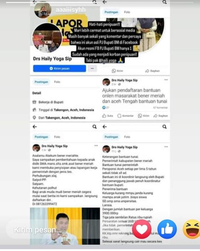 Marak Mengatasnamakan Dirinya, Pj. Bupati Haili Yoga Himbau Masyarakat Waspada Aksi Penipuan