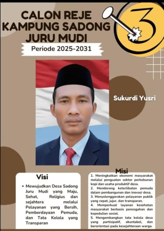 Sukurdi Yusri Sangat Diharapkan Masyarakat nya Kembali Memimpin Desa Sadong Juru Mudi